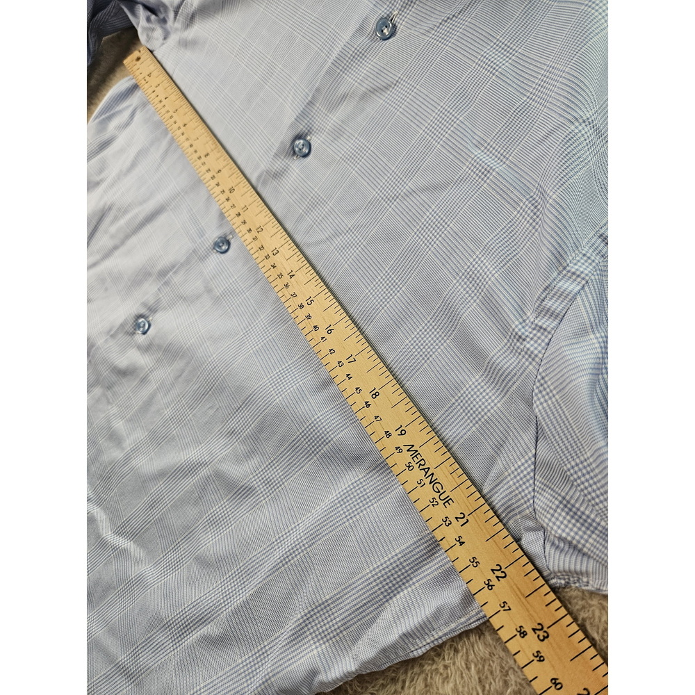 Eton Dress Shirt Slim Fit Size 42 16½ Plaid Light Blue Check Pattern - Picture 5 of 10